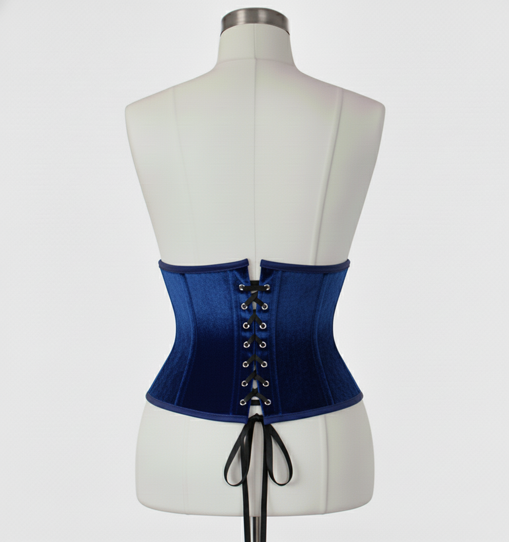 Waist Cincher Corsets Hourglass Curve Waspie Corsete Corseting Blue Velvet CE-03102511