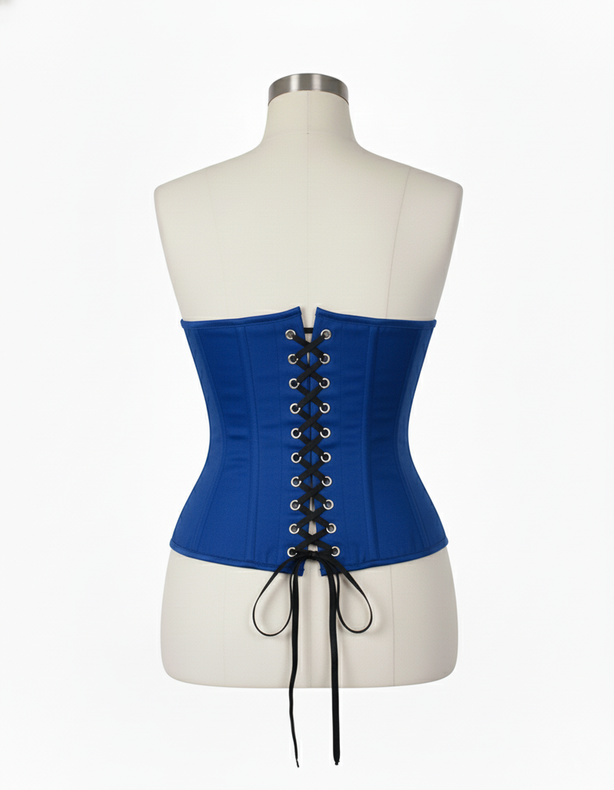 Underbust Corsets Hourglass Curve Waspie Corsete Corseting Front Clasps Blue Cotton CE-0210252