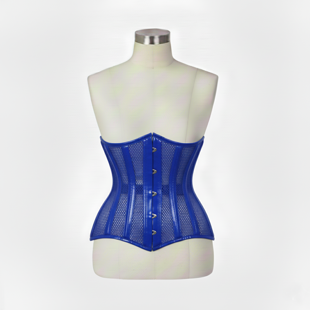 Underbust Corsets Hourglass Curve Waspie Corsete Corseting Blue PVC Mesh CE-0210251