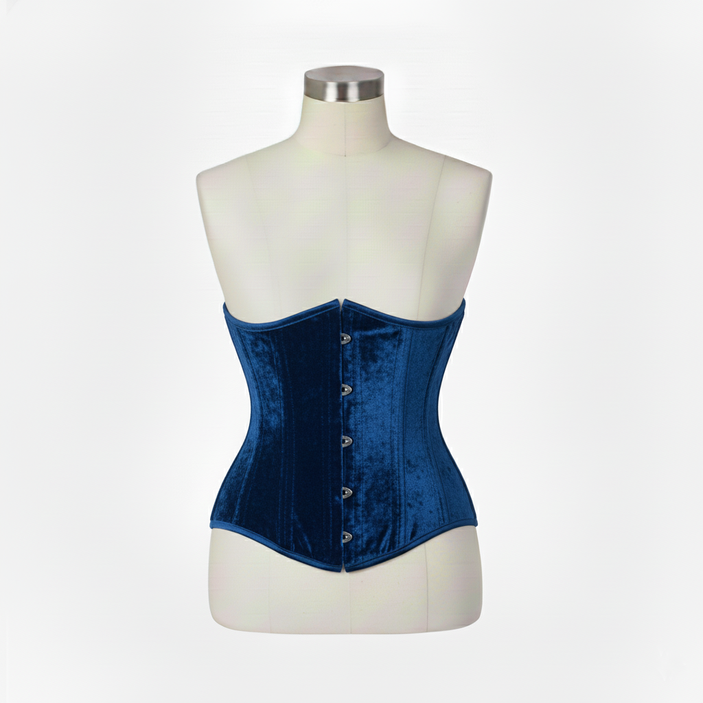 Underbust Corsets Hourglass Curve Waspie Corsete Corseting Blue Velvet CE-0210251