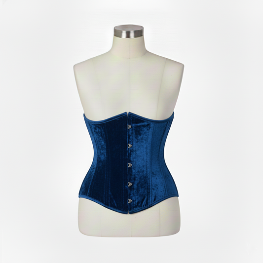 Underbust Corsets Hourglass Curve Waspie Corsete Corseting Blue Velvet CE-0210251