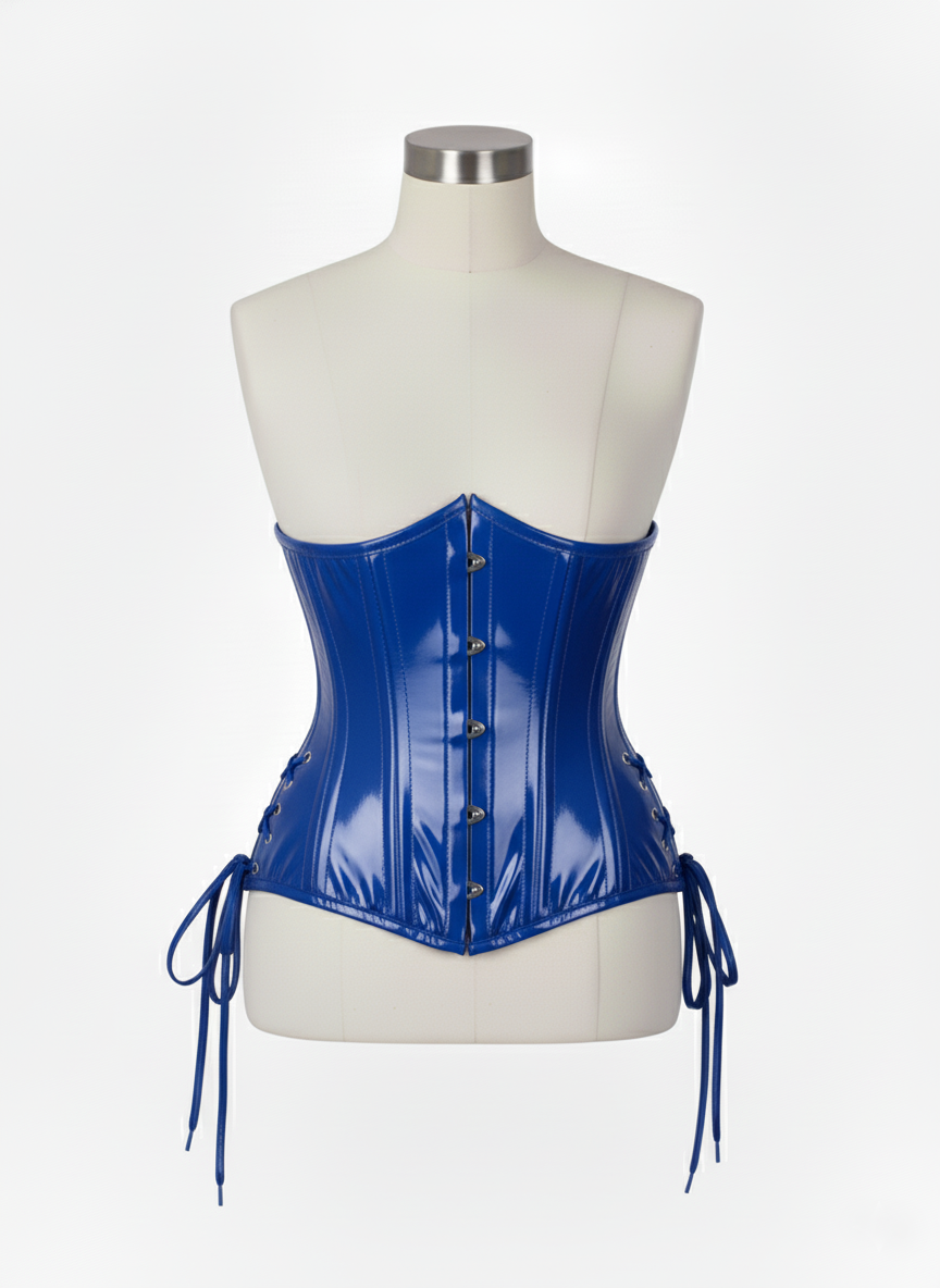 Underbust Double Steel Boned Corset Hourglass Curve Waspie Corsete Corseting Blue PVC CE-0210253