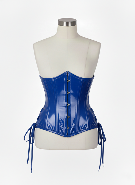 Underbust Double Steel Boned Corset Hourglass Curve Waspie Corsete Corseting Blue PVC CE-0210253