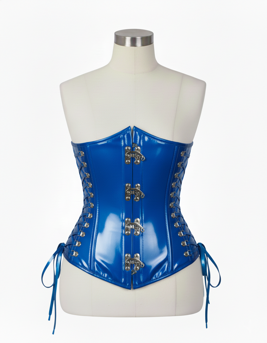 Underbust Corsets Hourglass Curve Waspie Corsete Corseting  Front Clasps Blue PVC CE-0210252