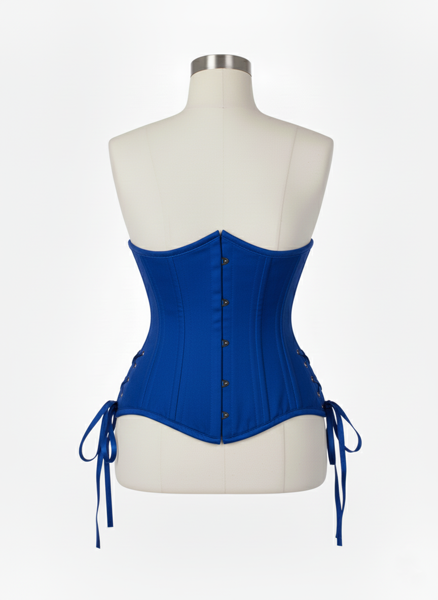 Underbust Double Steel Boned Corset Hourglass Curve Waspie Corsete Corseting Blue Cotton CE-0210253