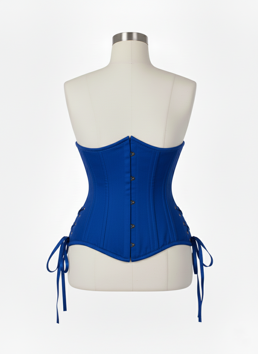 Underbust Double Steel Boned Corset Hourglass Curve Waspie Corsete Corseting Blue Cotton CE-0210253