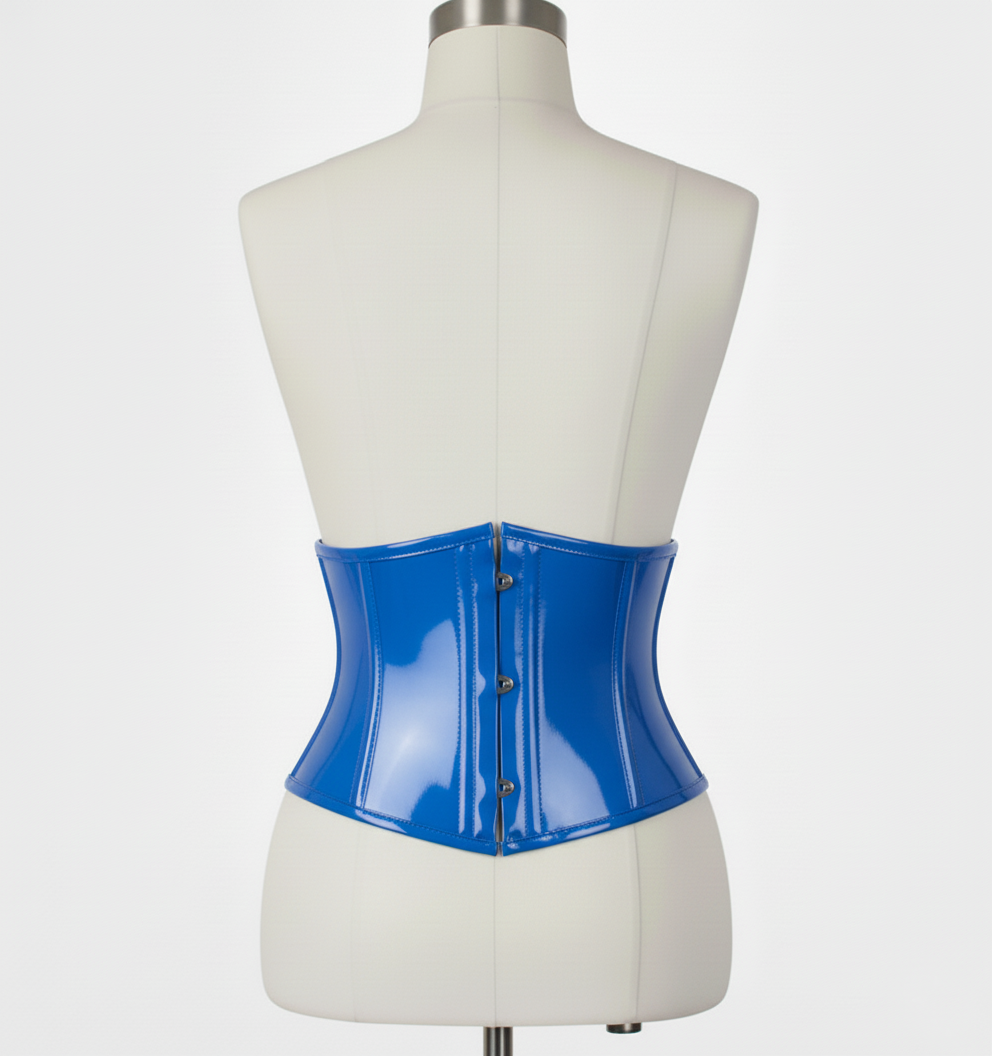 Waist Cincher Corset Hourglass Curve Waspie Corsete Corseting Blue PVC CE-03102511
