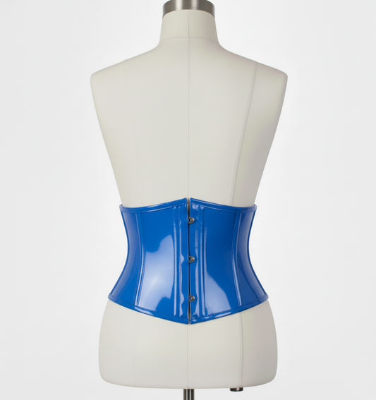 Waist Cincher Corset Hourglass Curve Waspie Corsete Corseting Blue PVC CE-03102511