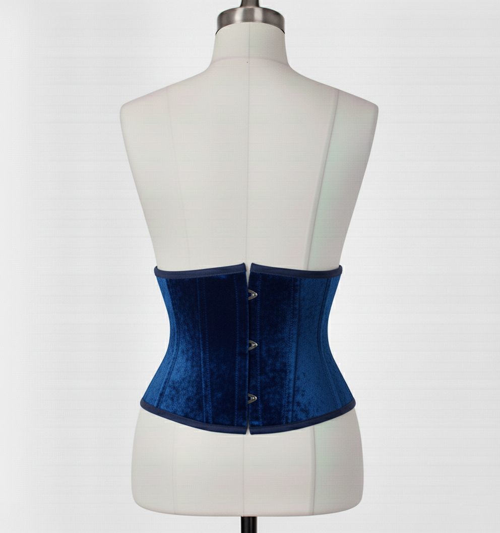 Waist Cincher Corsets Hourglass Curve Waspie Corsete Corseting Blue Velvet CE-03102511