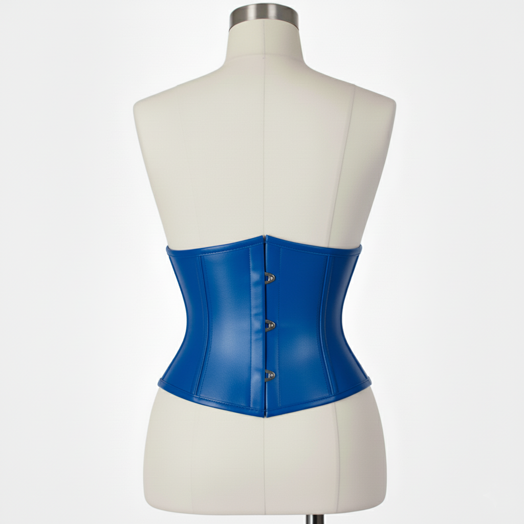 Waist Cincher Corset Hourglass Curve Waspie Corsete Corseting Blue Leather CE-03102511