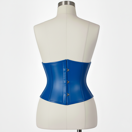 Waist Cincher Corset Hourglass Curve Waspie Corsete Corseting Blue Leather CE-03102511