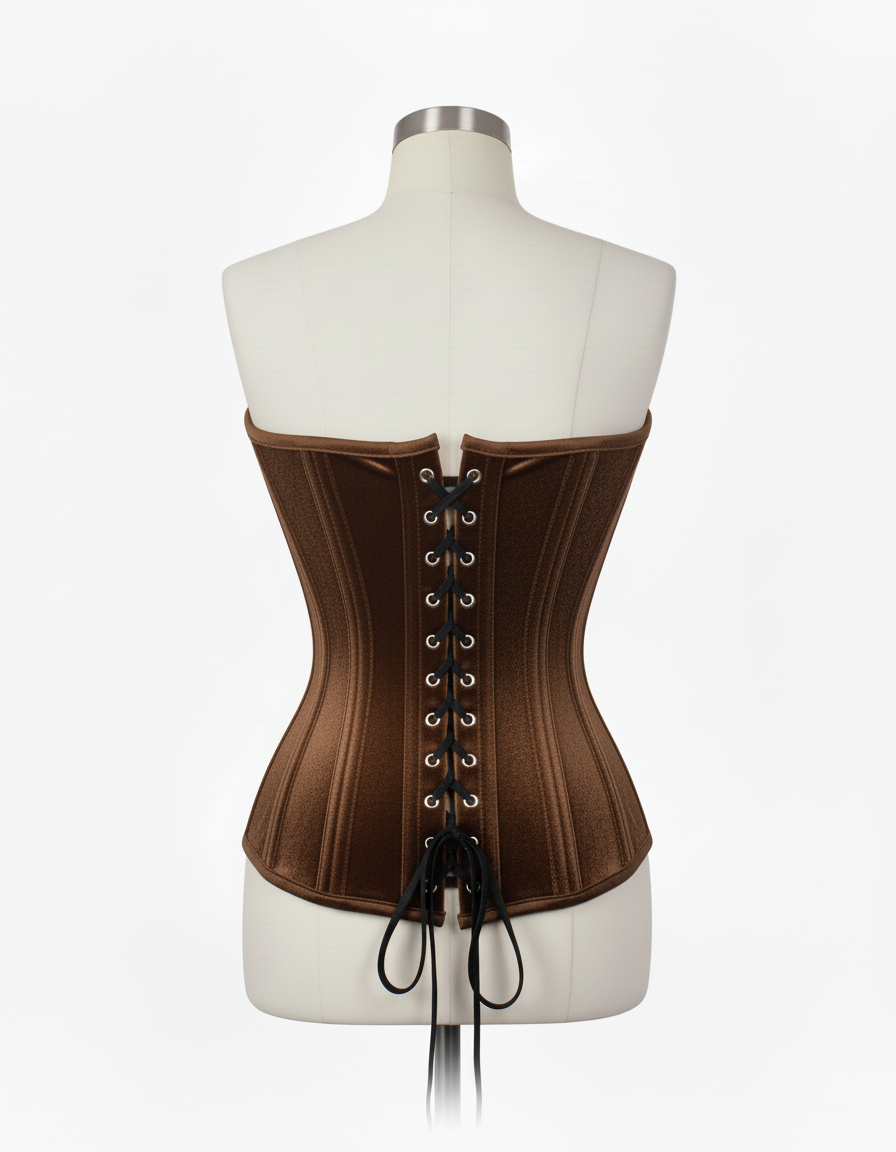 Overbust Corset Hourglass Curve Corsets Corsete Corseting Brown Velvet CE-0310251