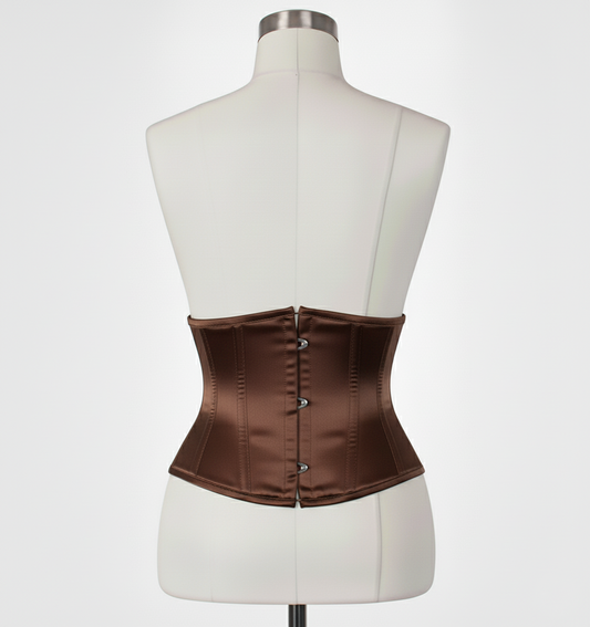 Waist Cincher Corset Hourglass Curve Waspie Corsete Corseting Brown Satin CE-1622
