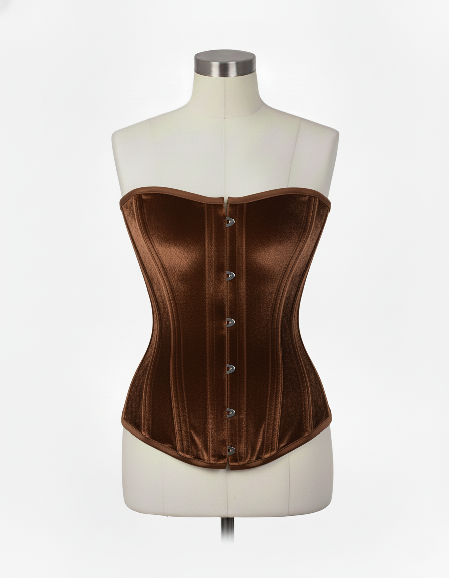 Overbust Corset Hourglass Curve Corsets Corsete Corseting Brown Velvet CE-0310251