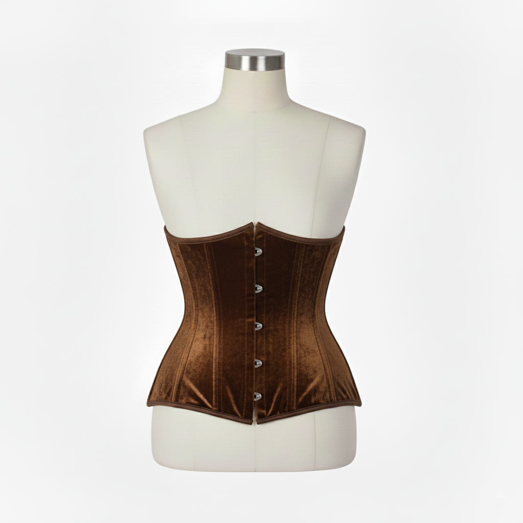 Underbust Corsets Hourglass Curve Waspie Corsete Corseting Brown Velvet CE-0210251