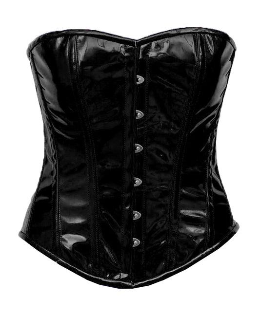 Overbust Corset Hourglass Curve Corsets Corsete Corseting Black PVC CE-1178