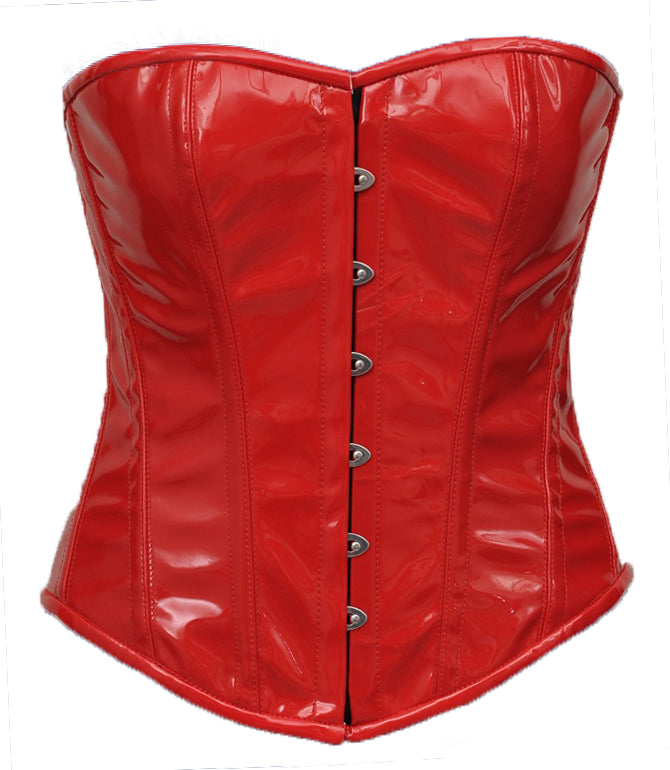 Overbust Corset Hourglass Curve Corsets Corsete Corseting Red PVC CE-1310