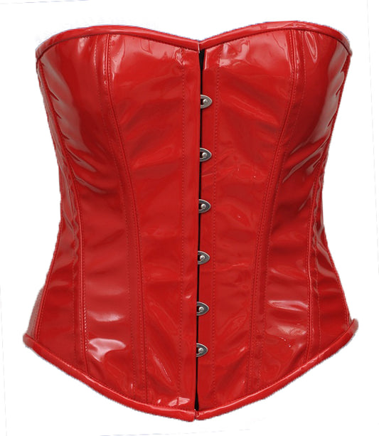 Overbust Corset Hourglass Curve Corsets Corsete Corseting Red PVC CE-1310