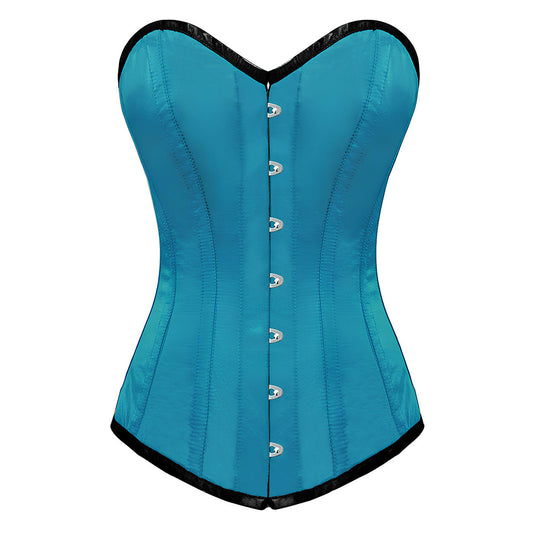 OverLong Bust Corset Long Torso Corsets Corsete Corseting Turquoise Satin