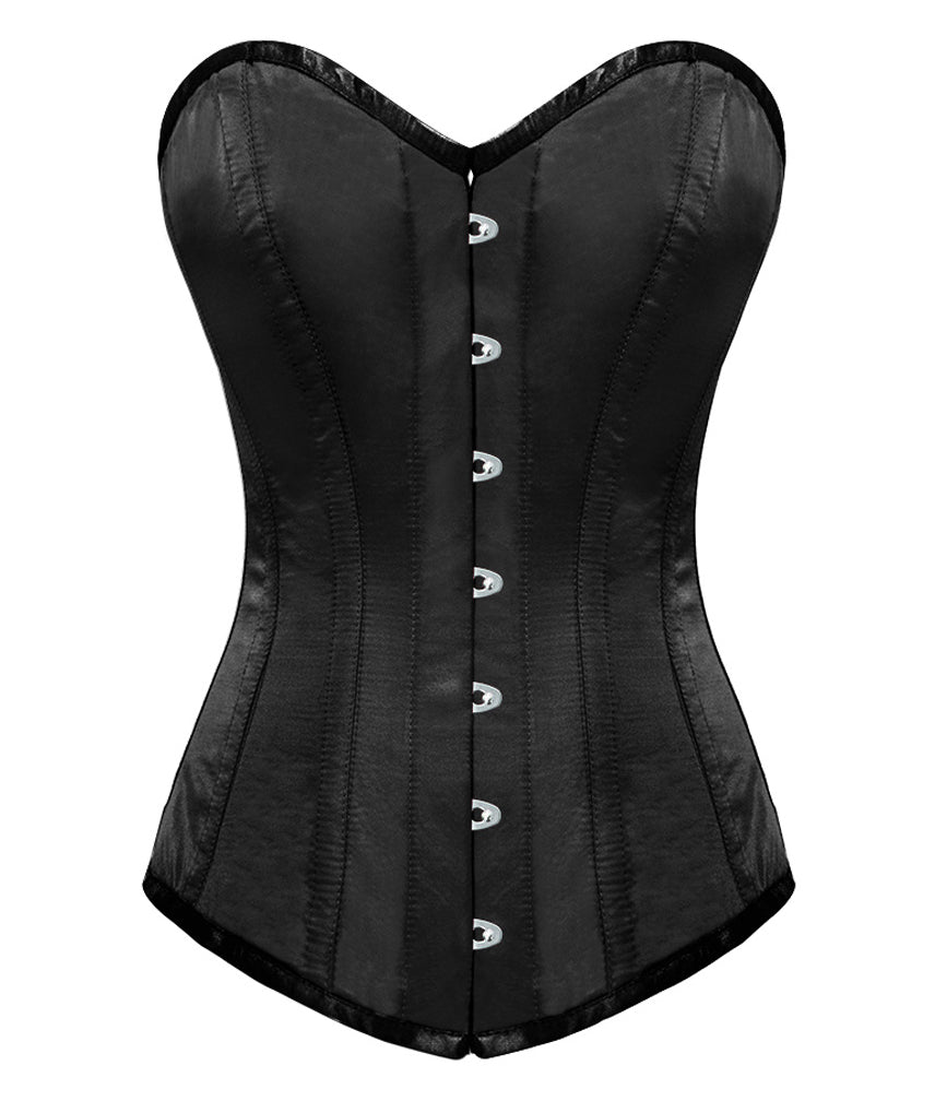 OverLong Bust Corset Long Torso Corsets Corsete Corseting Black Satin CE-1901