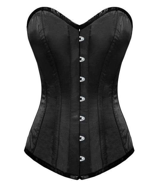 OverLong Bust Corset Long Torso Corsets Corsete Corseting Black Satin CE-1901