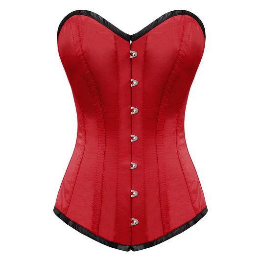 OverLong Bust Corset Long Torso Corsets Corsete Corseting Red Satin