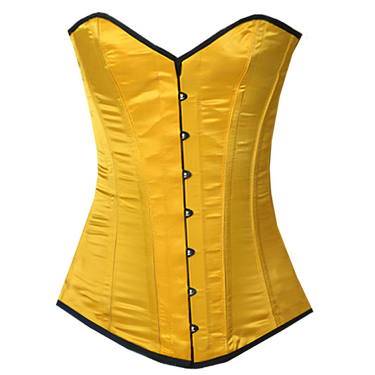 OverLong Bust Corset Long Torso Corsets Corsete Corseting Yellow Satin