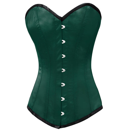 OverLong Bust Corset Long Torso Corsets Corsete Corseting Forest Green Satin
