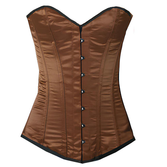 OverLong Bust Corset Long Torso Corsets Corsete Corseting Brown Satin