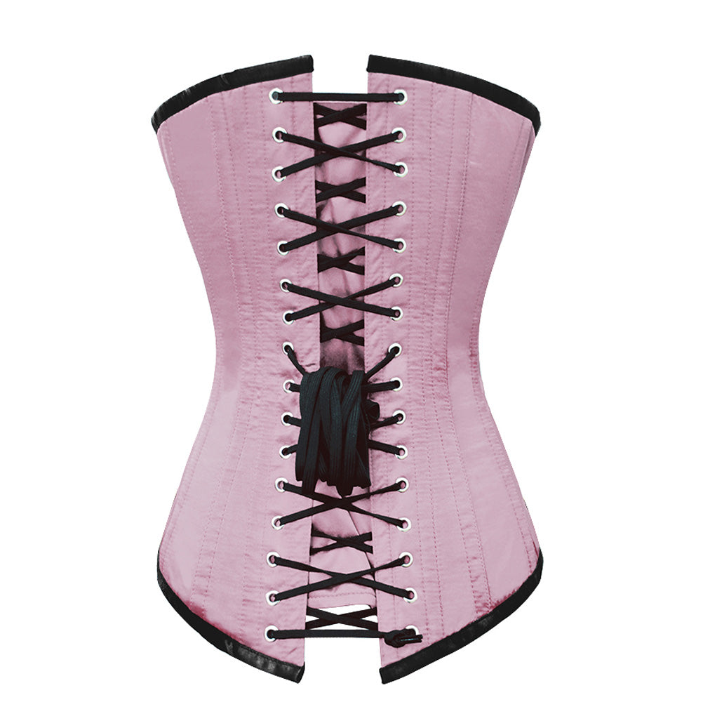 OverLong Bust Corset Long Torso Corsets Corsete Corseting Pink Satin CE-1904