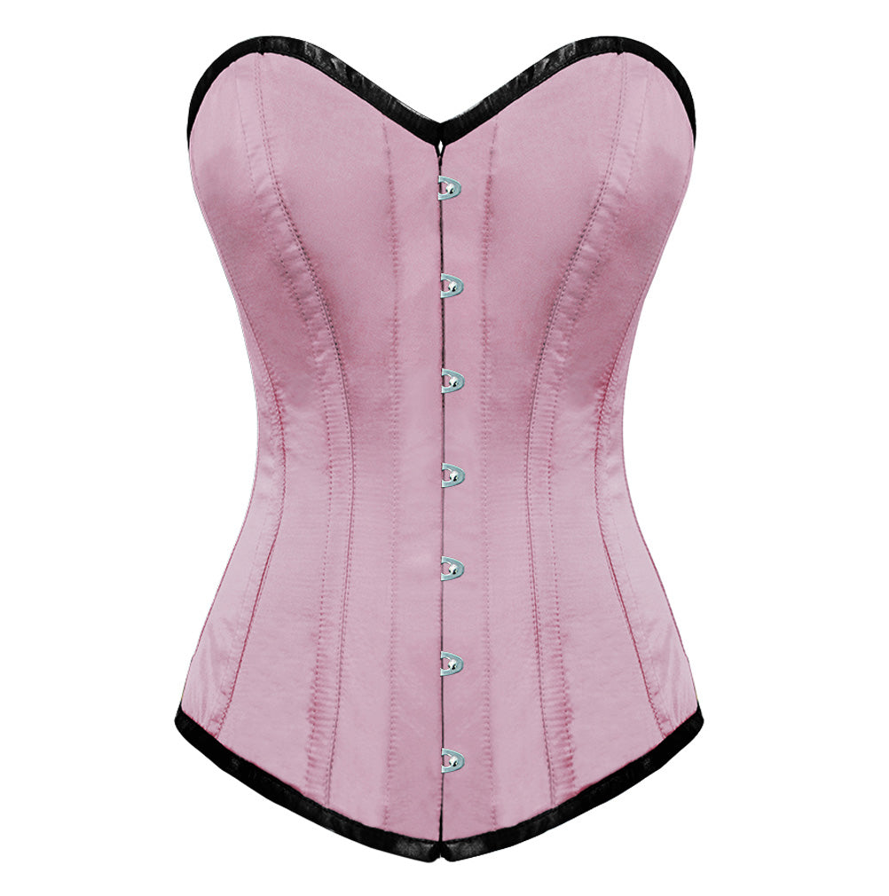 OverLong Bust Corset Long Torso Corsets Corsete Corseting Pink Satin CE-1904
