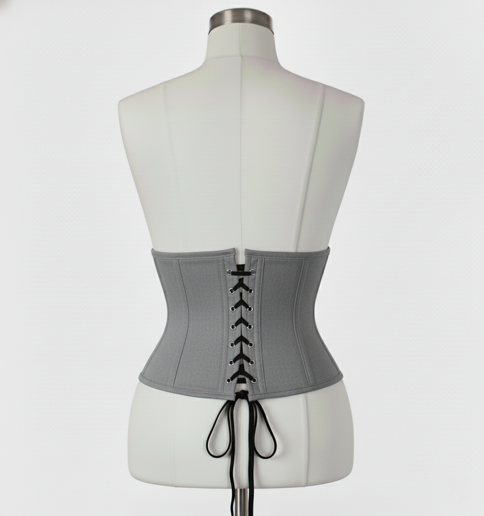 Waist Cincher Corset Hourglass Curve Waspie Corsete Corseting Gray Cotton CE-03102511
