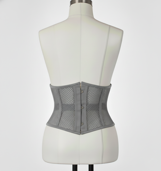Waist Cincher Corset Hourglass Curve Waspie Corsete Corseting Gray Mesh CE-03102511