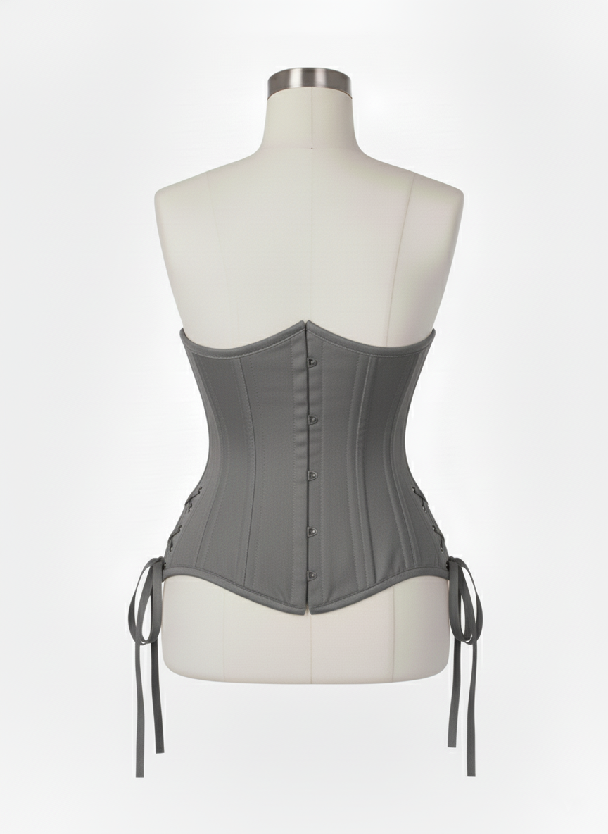 Underbust Double Steel Boned Corset Hourglass Curve Waspie Corsete Corseting Gray Cotton CE-0210253