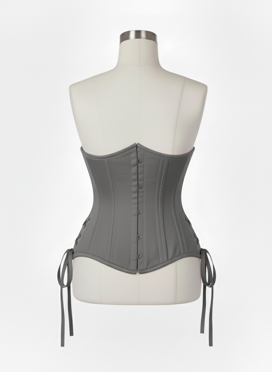 Underbust Double Steel Boned Corset Hourglass Curve Waspie Corsete Corseting Gray Cotton CE-0210253