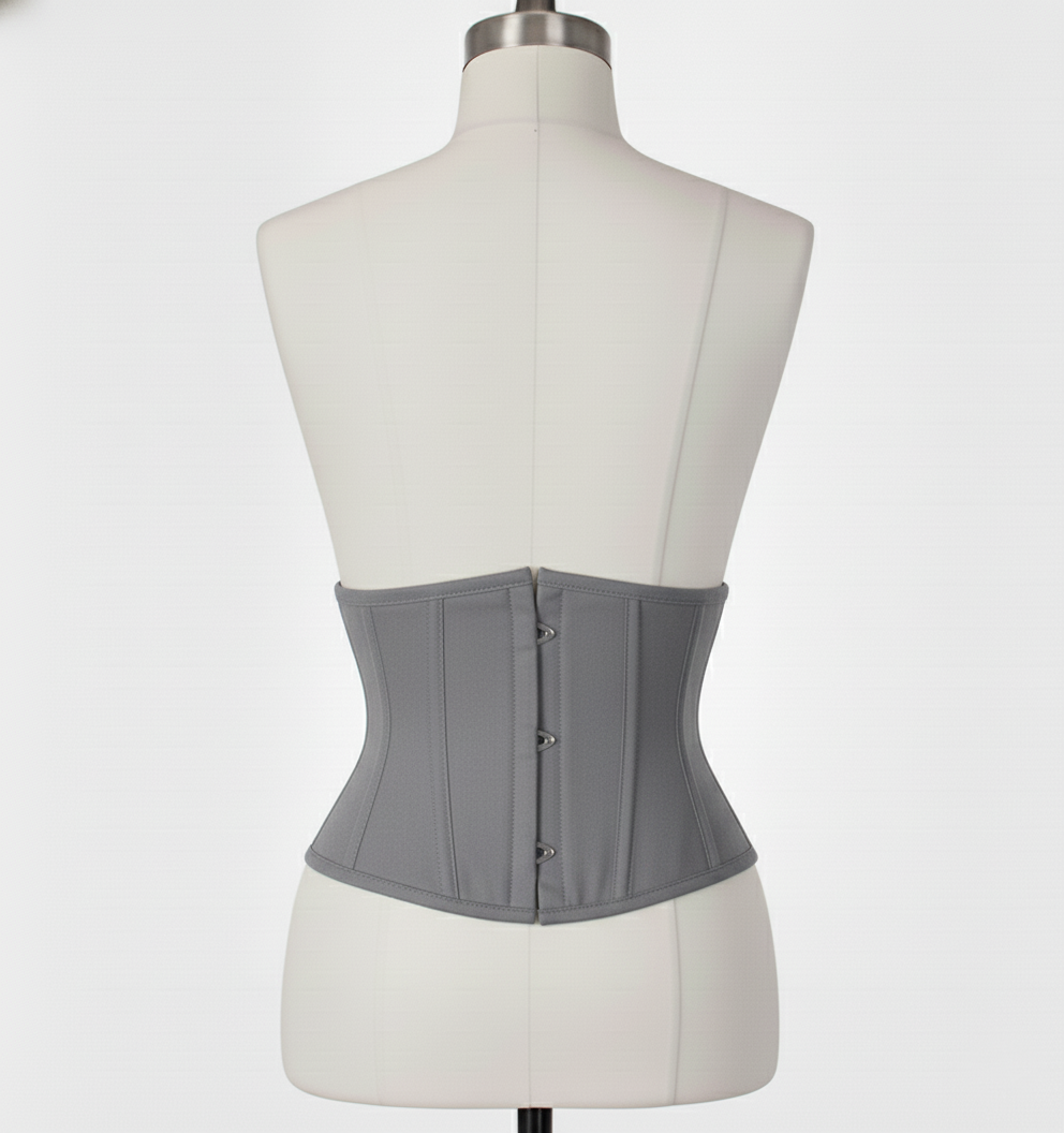 Waist Cincher Corset Hourglass Curve Waspie Corsete Corseting Gray Cotton CE-03102511