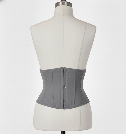 Waist Cincher Corset Hourglass Curve Waspie Corsete Corseting Gray Cotton CE-03102511