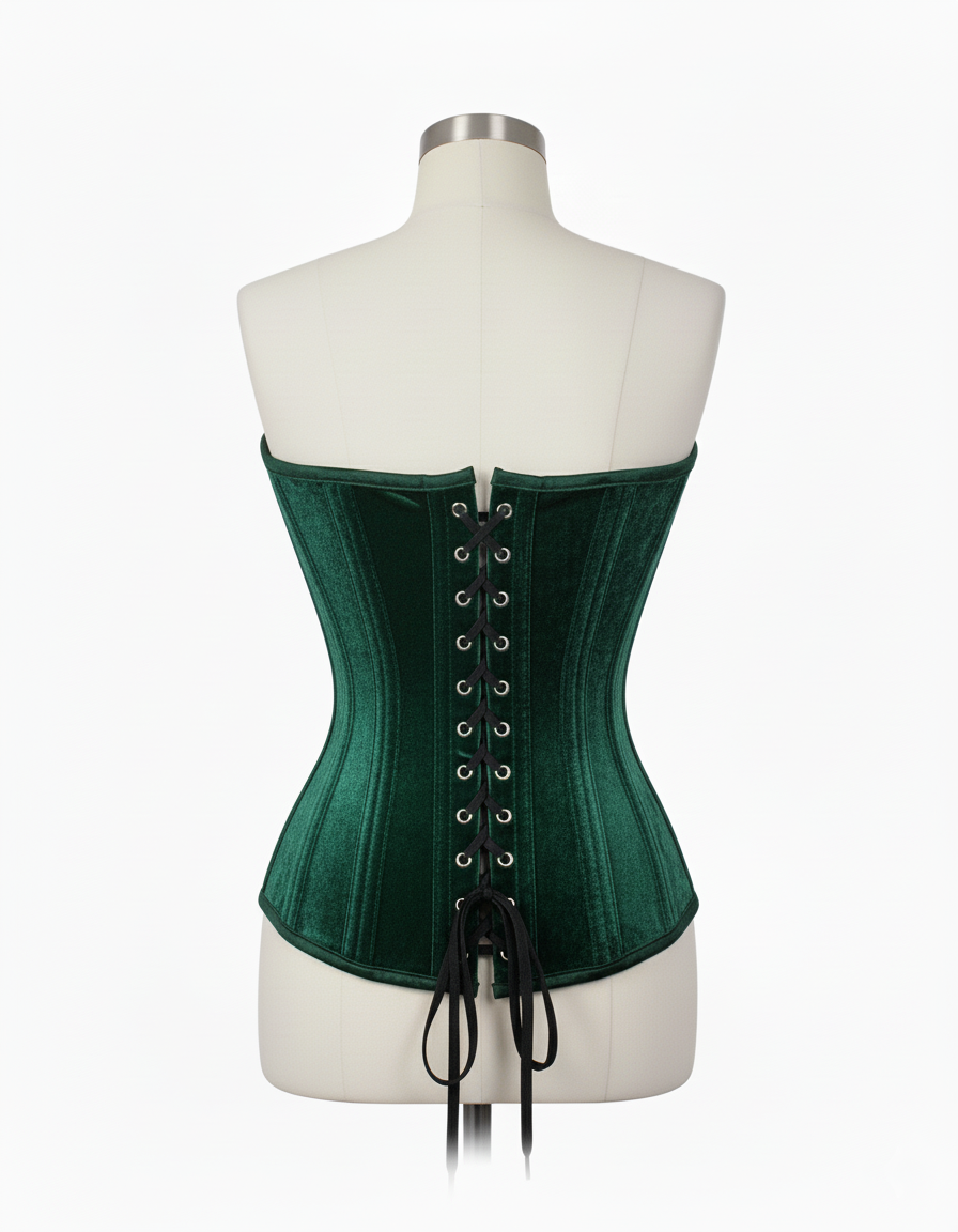Overbust Corset Hourglass Curve Corsets Corsete Corseting Green Velvet CE-0310251
