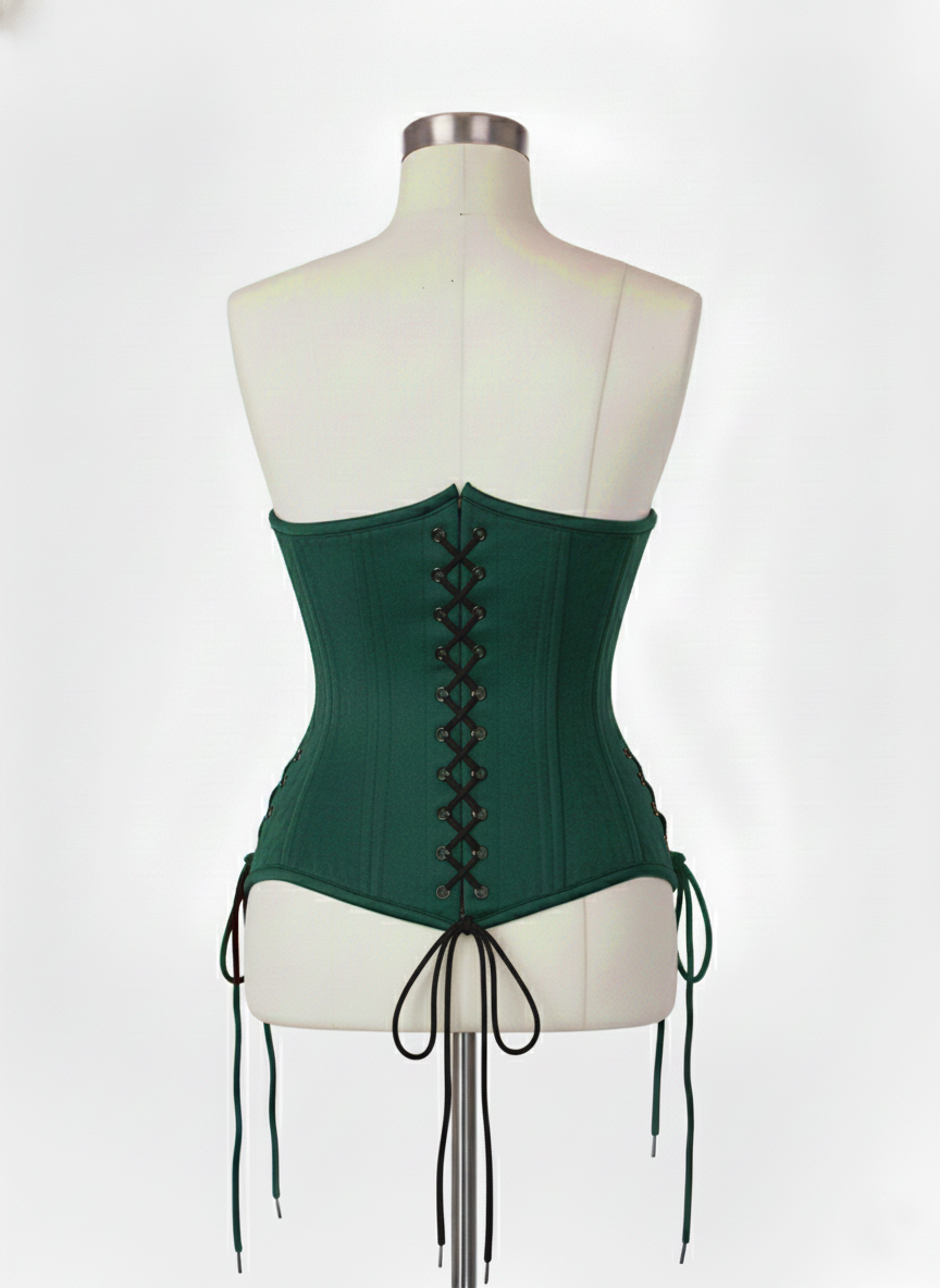 Underbust Double Steel Boned Corset Hourglass Curve Waspie Corsete Corseting Green Cotton CE-0210253