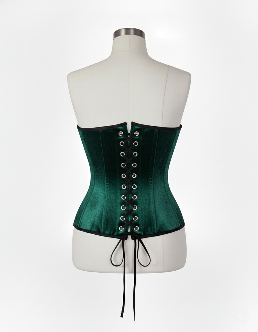 Underbust Corsets Hourglass Curve Waspie Corsete Corseting Front Clasps Green Velvet CE-0210252