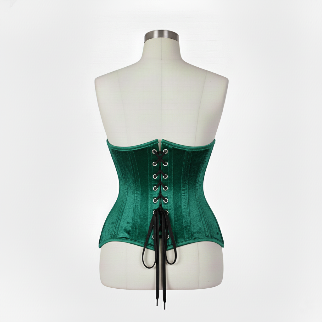 Underbust Corsets Hourglass Curve Waspie Corsete Corseting Green Velvet CE-0210251