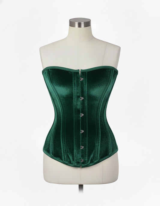 Overbust Corset Hourglass Curve Corsets Corsete Corseting Green Velvet CE-0310251