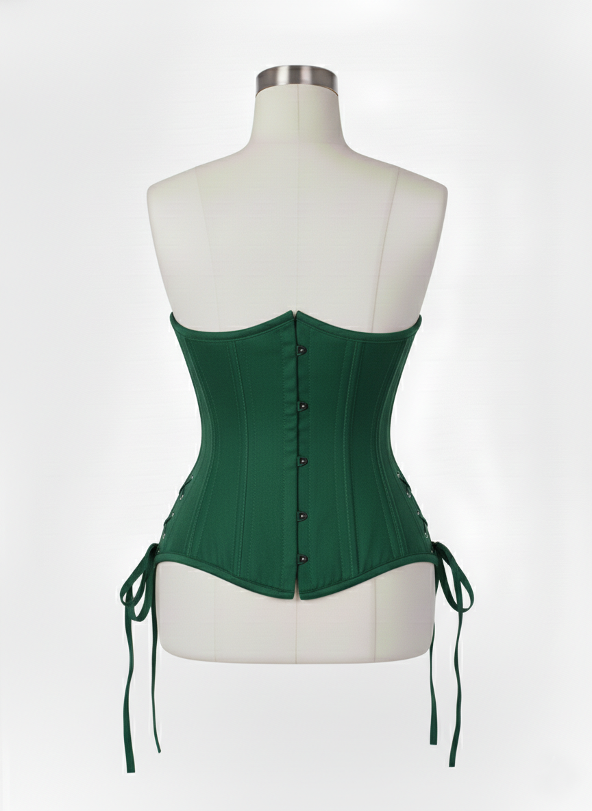 Underbust Double Steel Boned Corset Hourglass Curve Waspie Corsete Corseting Green Cotton CE-0210253