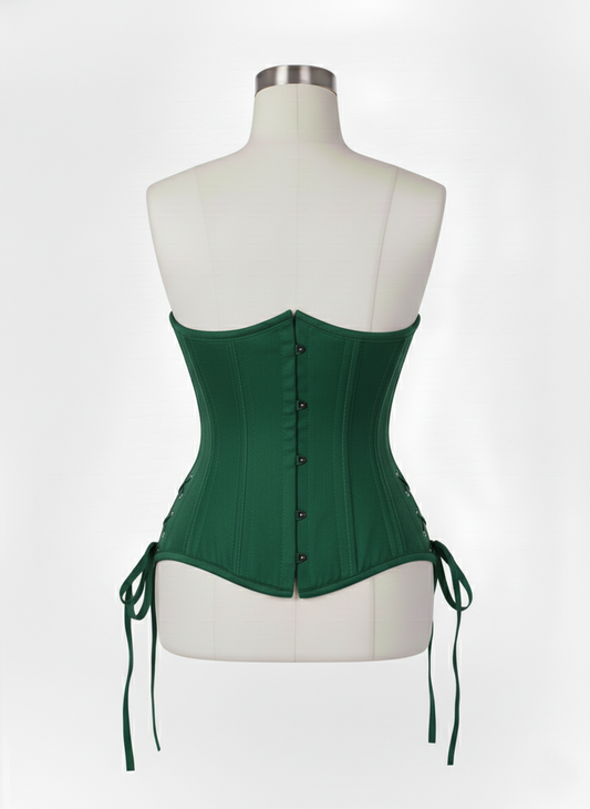 Underbust Double Steel Boned Corset Hourglass Curve Waspie Corsete Corseting Green Cotton CE-0210253