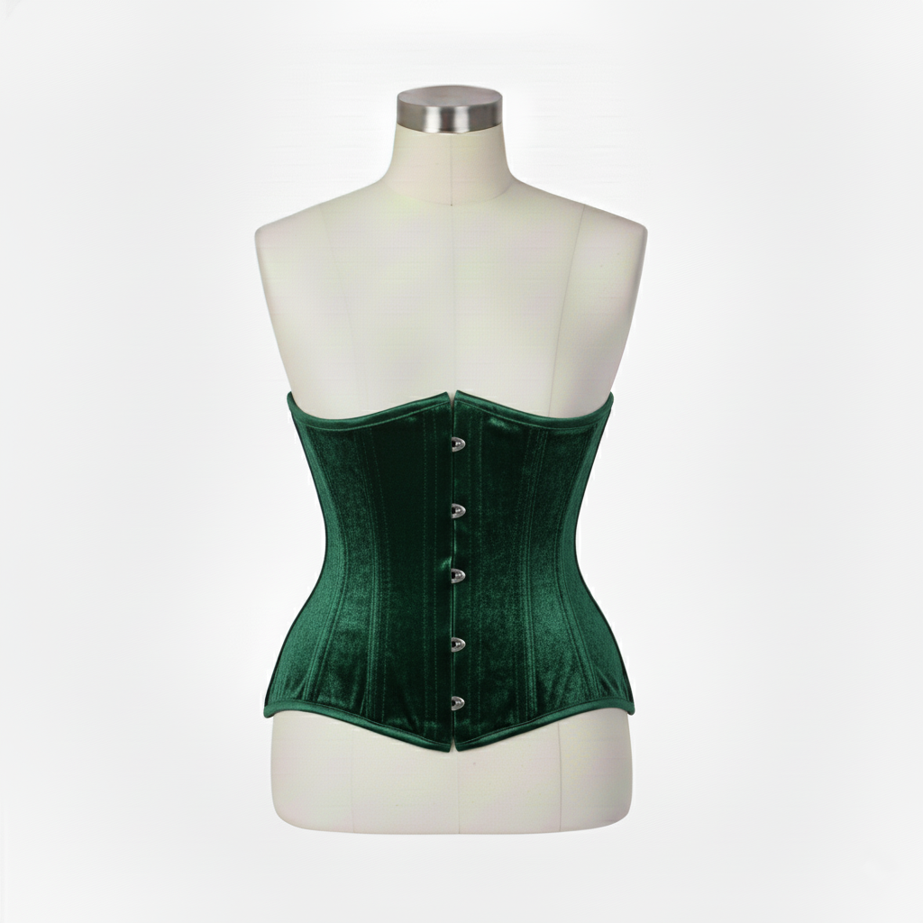 Underbust Corsets Hourglass Curve Waspie Corsete Corseting Green Velvet CE-0210251