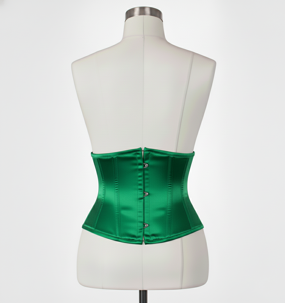 Waist Cincher Corset Hourglass Curve Waspie Corsete Corseting Green Satin CE-03102511
