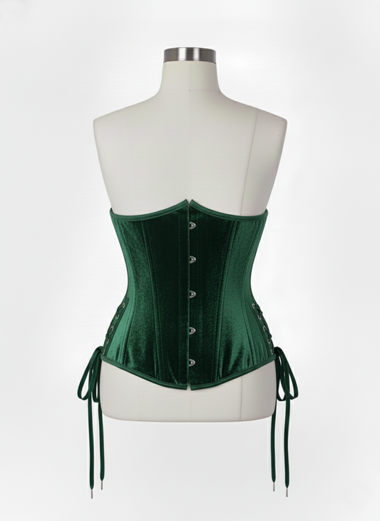 Underbust Double Steel Boned Corset Hourglass Curve Waspie Corsete Corseting Green Velvet CE-0210253