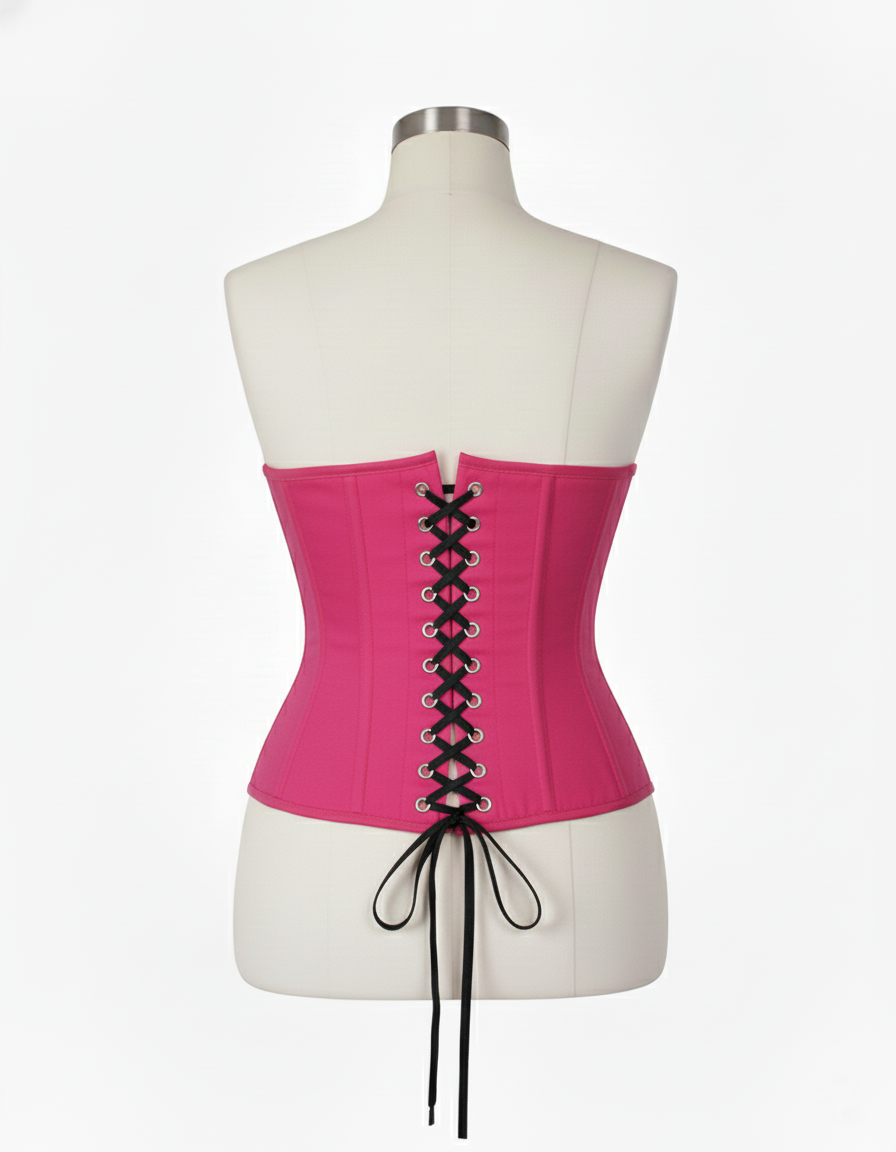 Underbust Corsets Hourglass Curve Waspie Corsete Corseting Front Clasps Hot Pink Cotton CE-0210252