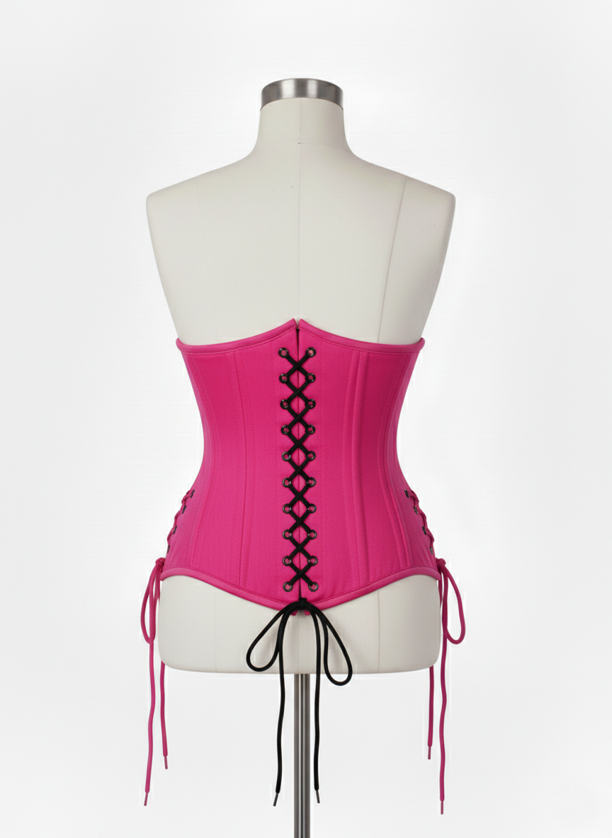 Underbust Double Steel Boned Corset Hourglass Curve Waspie Corsete Corseting Hot pink Cotton CE-0210253