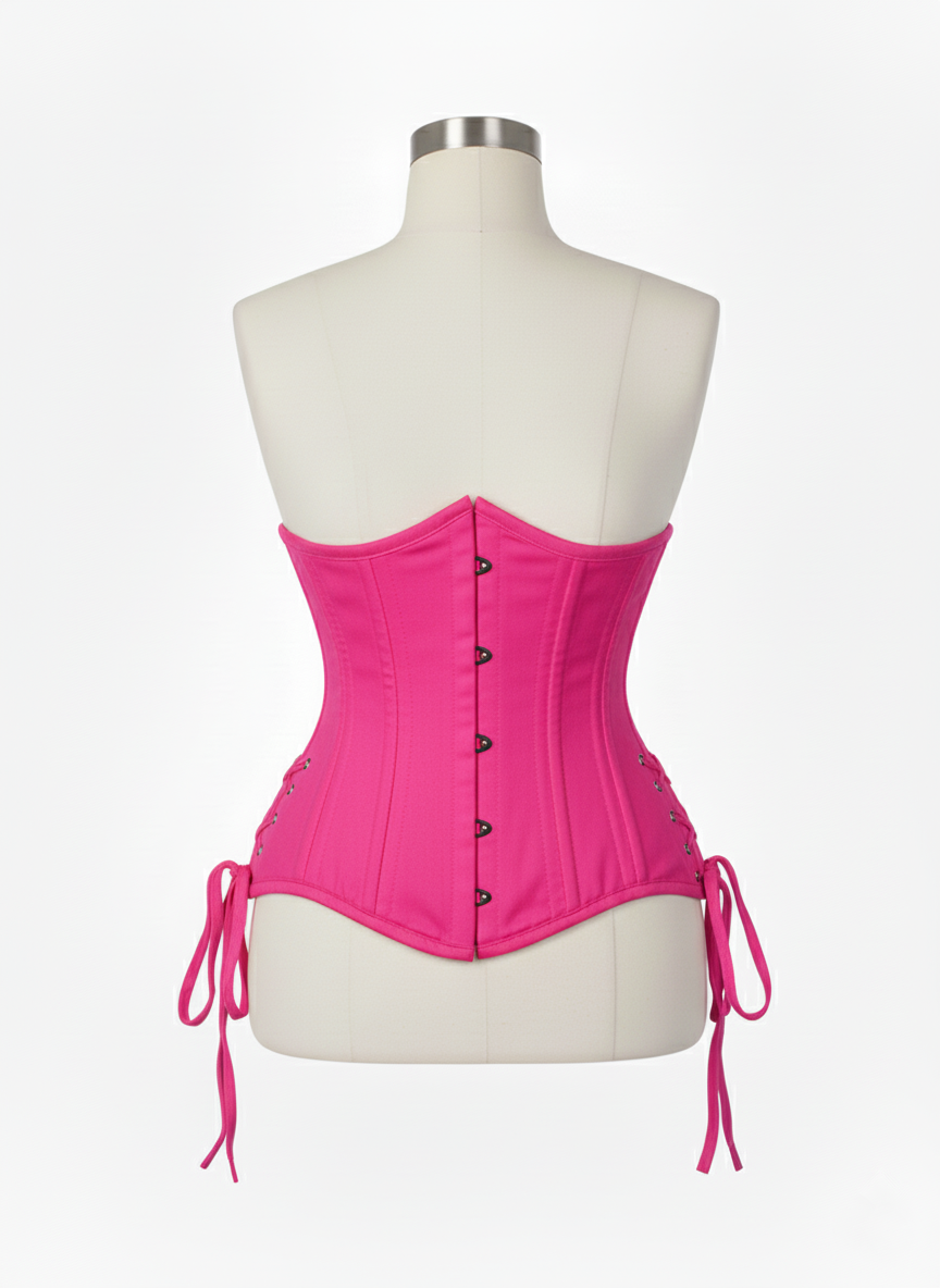 Underbust Double Steel Boned Corset Hourglass Curve Waspie Corsete Corseting Hot pink Cotton CE-0210253